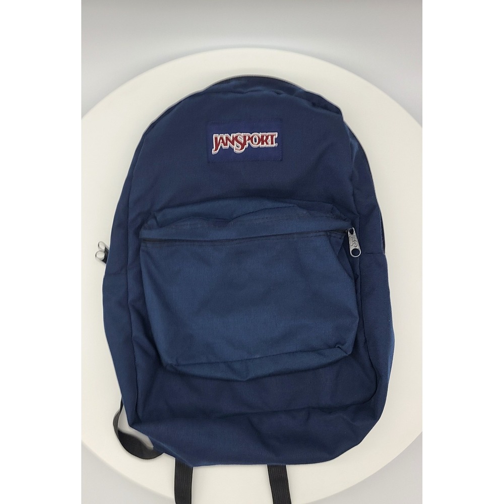 Vintage 90s JanSport SuperBreak Backpack Navy Blue Classic Daypack Made in USA
